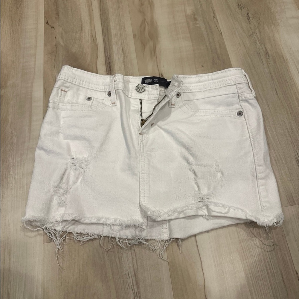 Levi's White Distressed Mini Skirt